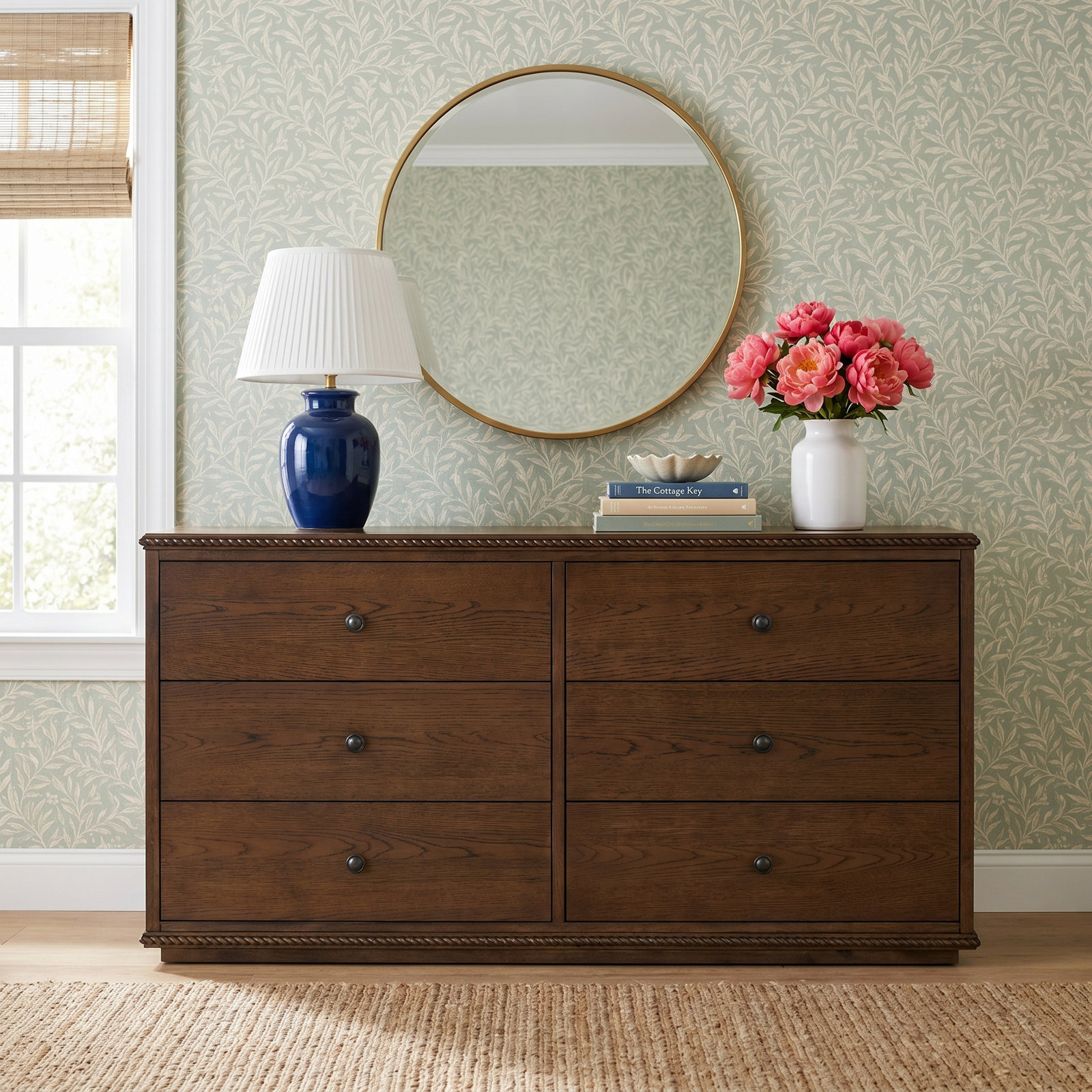 66" Rope Deail Dresser, Dark Walnut
