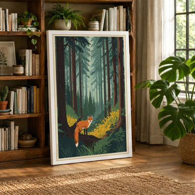 Fox in Ancient Forest Rustic - Wrapped Canvas