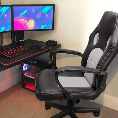 Ebern Designs Adjustable Reclining Ergonomic Faux Leather Swiveling PC & Racing Game Chair