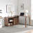 Desk L-Shaped Workstation Home Office Attached Storage Credenza Sliding Barn Door Finished On The Back Reversible Distressed Wood (Not Including Office Chairs)-273989197