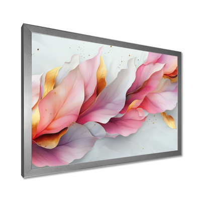 Or rose, veines élégantes de pétales de fleurs V - fleurs abstraites sur toile