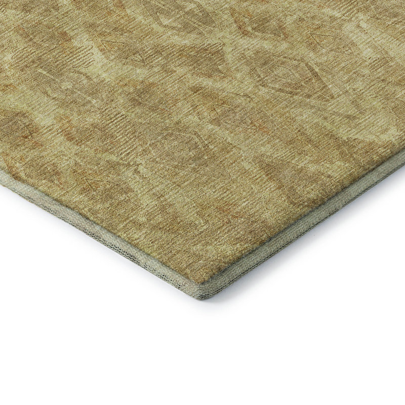 Red Diamond Pattern Washable Synthetic 5' x 7' Rug