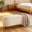 Banc de rangement incurvé avec couvercle rabattable et revêtement en tissu doux pour la chambre à coucher et le vestibule