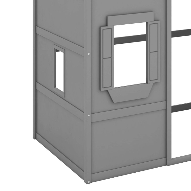 Lit mezzanine simple avec échelle, Gris