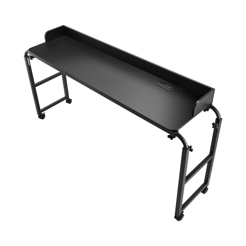 Table de lit ajustable avec prises de courant - Bureau mobile à roulettes pour ordinateur portable à usage domestique et hospitalier, noir