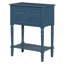 Narrow Console Table, Slim Sofa Table with Three Storage Drawers and Bottom Shelf (Navy)