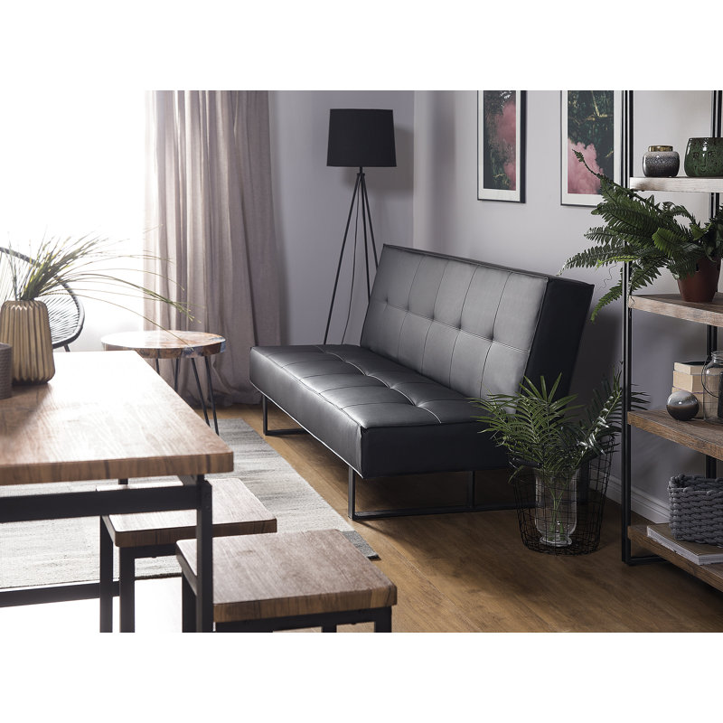 Liverpool 3 Seater Faux Leather Sleeper, Black