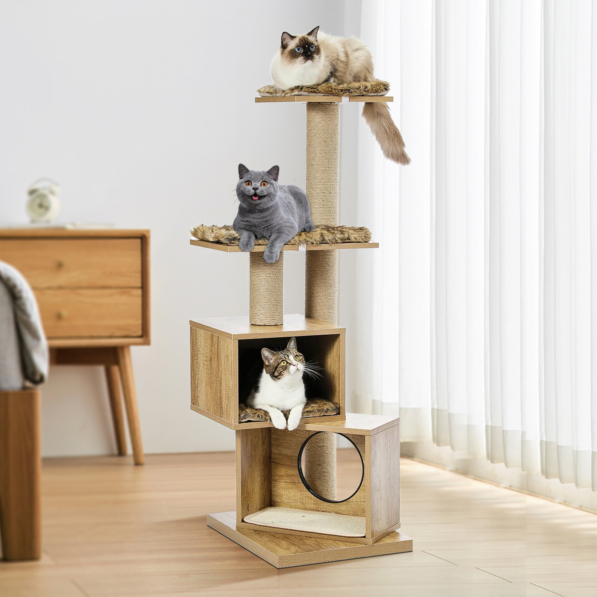 Modern wood clearance cat tree