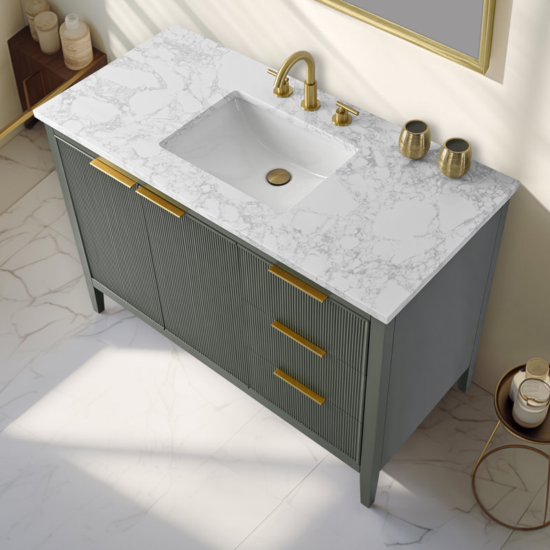 Emma 48" W Single Vanity, Vintage Green/Brushed Bronze
