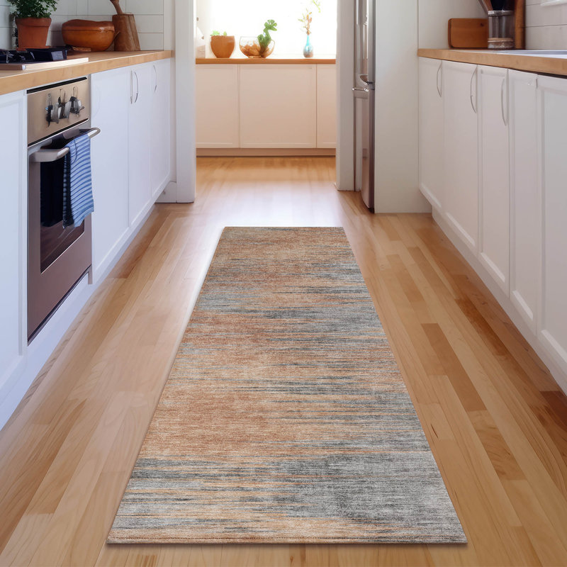 Premium Machine Washable Prisco Salmon Rug, Runner 2'3" x 7'6"