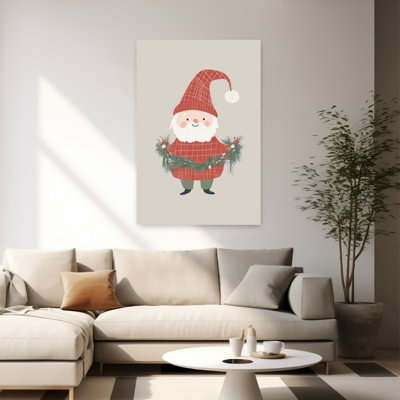 Charming Christmas Gnome Contemporary Winter Wall Art Print