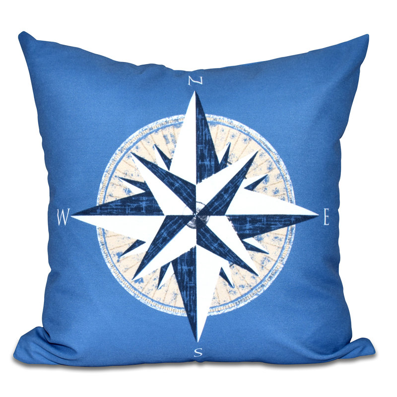 Nautical Nights Reversible Throw Pillow, 16" H x 16" W, Blue