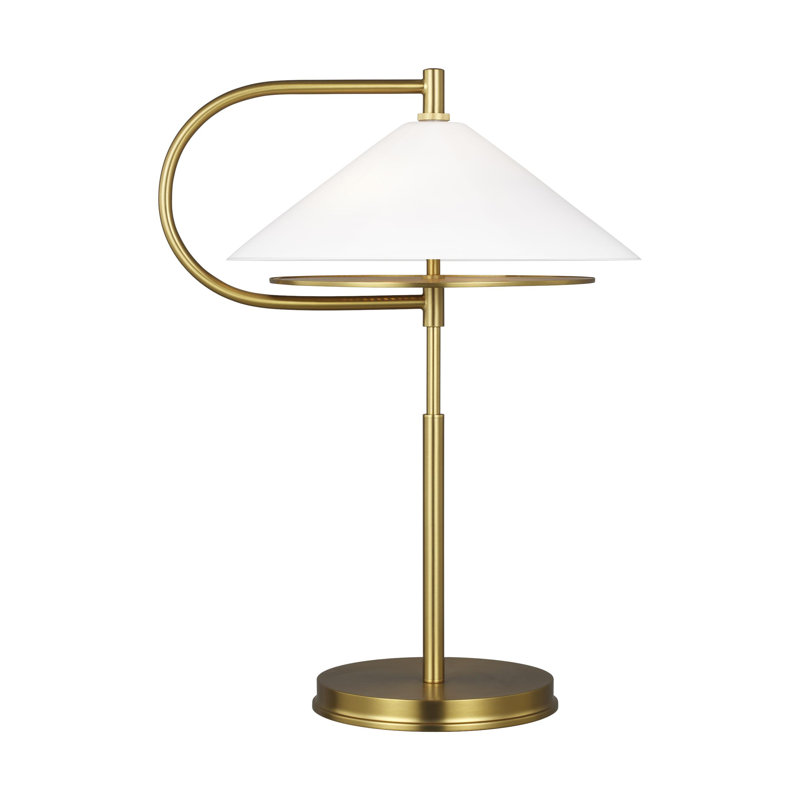 Burnished Brass Table Lamp with Milk White Glass Shade