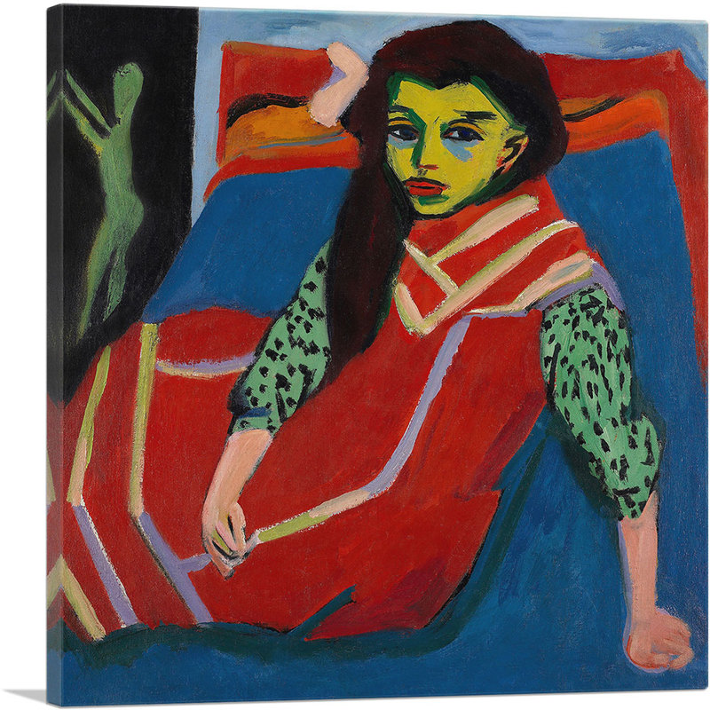 «Seating Girl 1920» par Ernst Ludwig Kirchner, reproduction sur toile tendue, H 18 po x l 18 po x P 0,75 po
