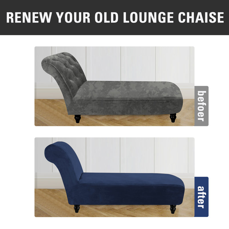 Housse pour chaise longue à coussins carrés / rectangulaires, Velours bleu marine