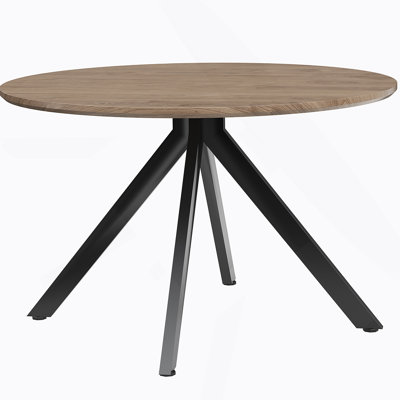 47.2" Solid Wood Round Dining Kitchen Table For 4-6 People With Intersecting Pedestal Base