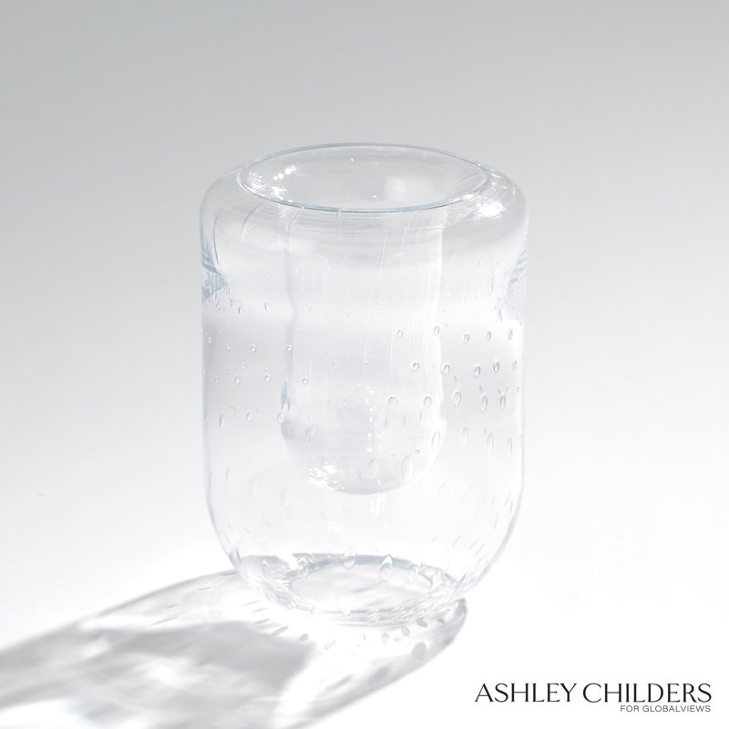 Double Take Vase-Clear Seeded-Tall, 8" H x 5.75" W x 5.75" D