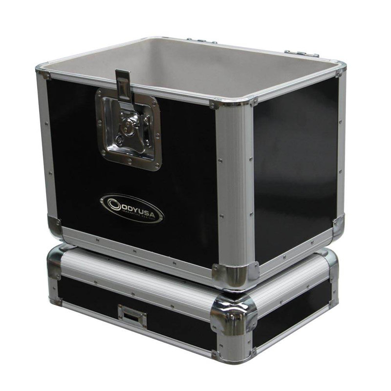 Odyssey KROM Stacking Transport Case for 70, 12 Inch Vinyl LPs, (2 Pack), Black