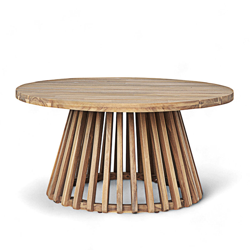 Outdoor Wood Patio Coffee Table, Light Teak