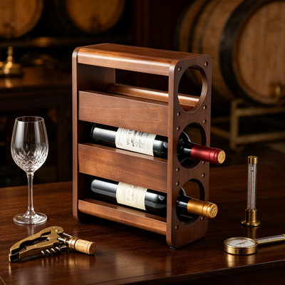 Countertop Wine Rack for Cabinet Pantry Kitchen Bar, Pine Wood Wine Bottle Holder, Vertical Wine Storage Shelf for Home Decor and Housewarming Gifts