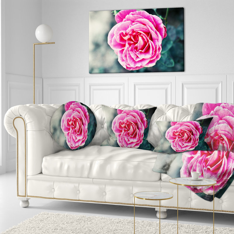 Coussin lombaire floral rose