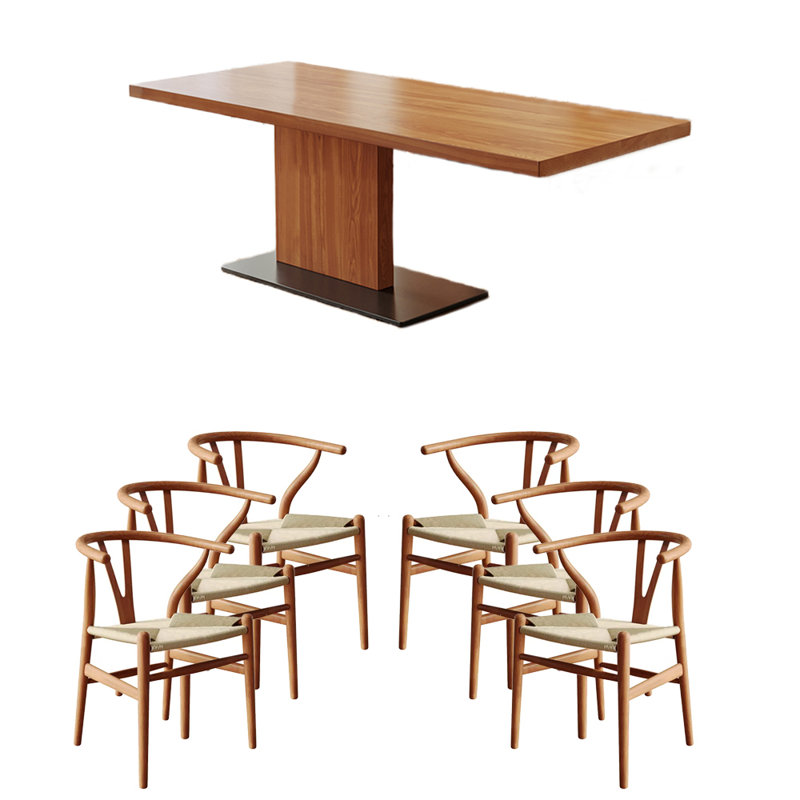 Solid wood ash dining table set, 29.53"H x 62.99"L x 31.5"W