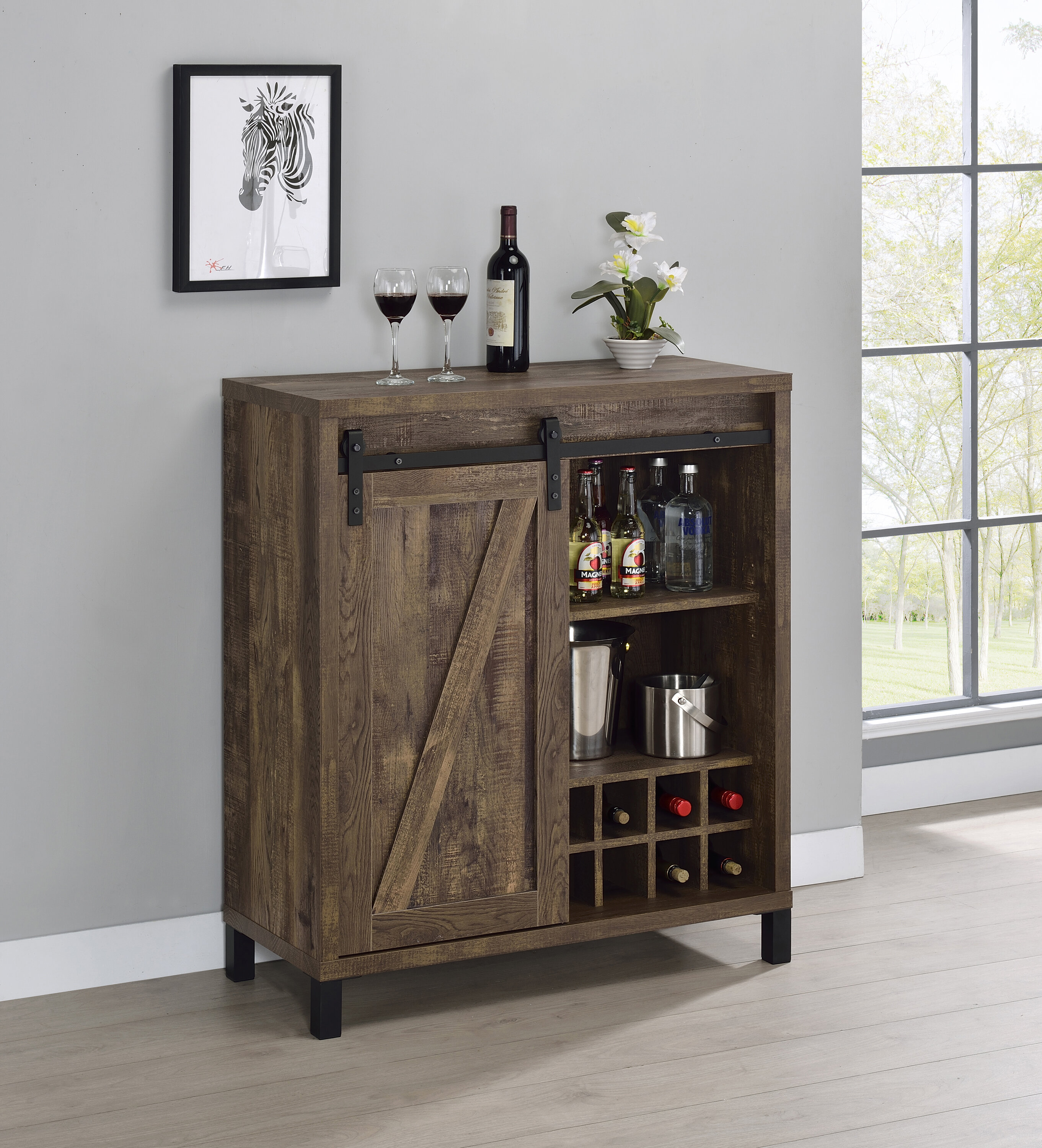 Gracie Oaks Kenda 35.5'' Bar Cabinet & Reviews