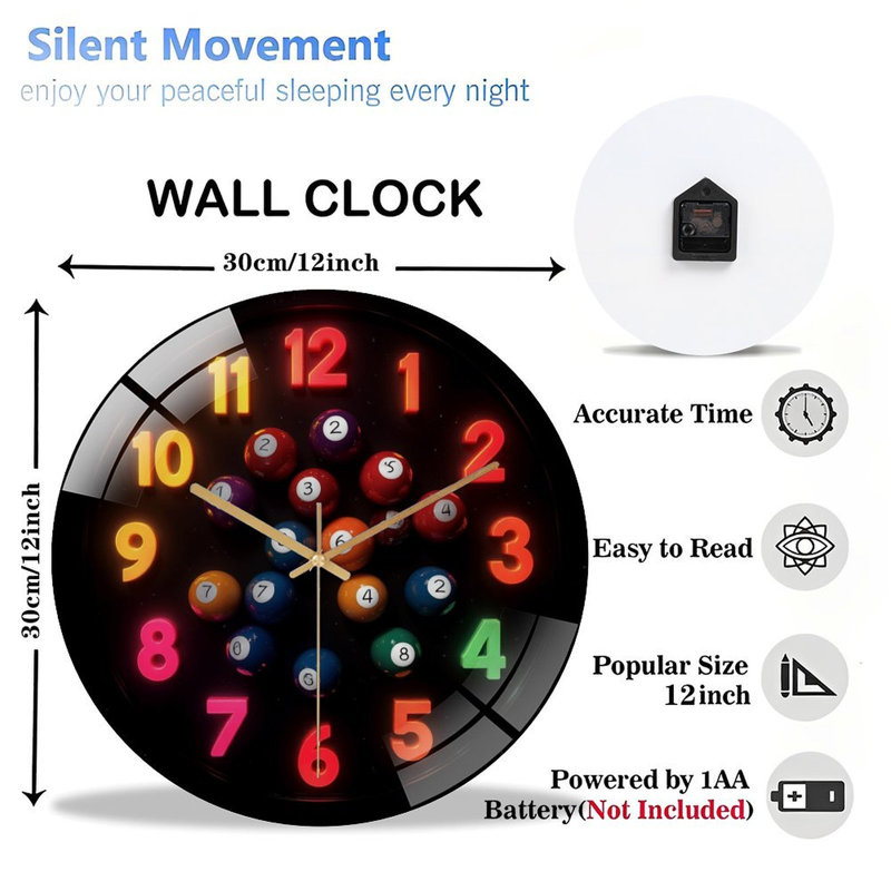 Horloge murale 12 "en verre