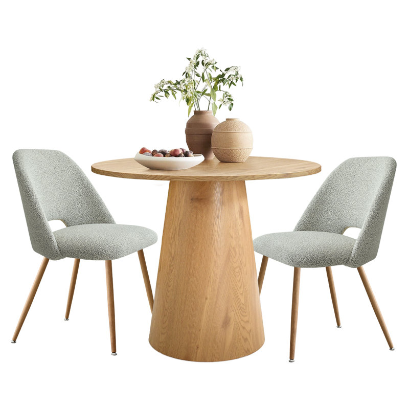 Caetano 2-Person Round Pedestal Dining Set, Gray