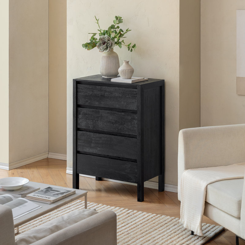 Commode et commode en bois massif Stills, Noir