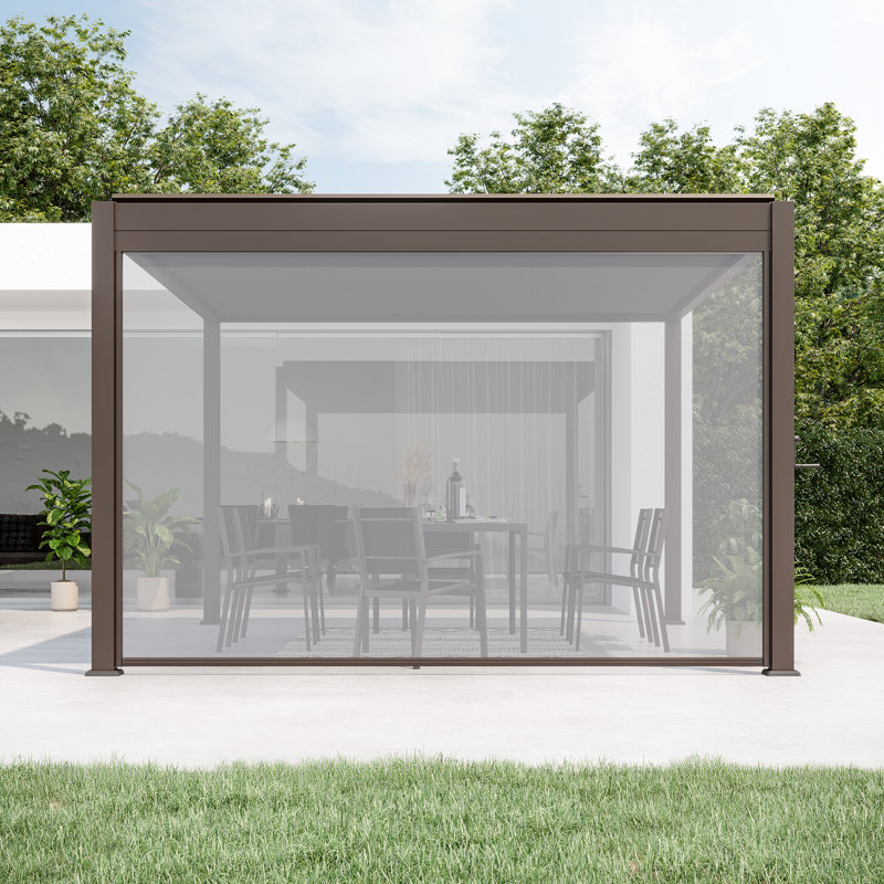 Pull Down Privacy Screen for Pergola shade Accessories Only compatible with Aok Garden Brand, 12ft, Brown