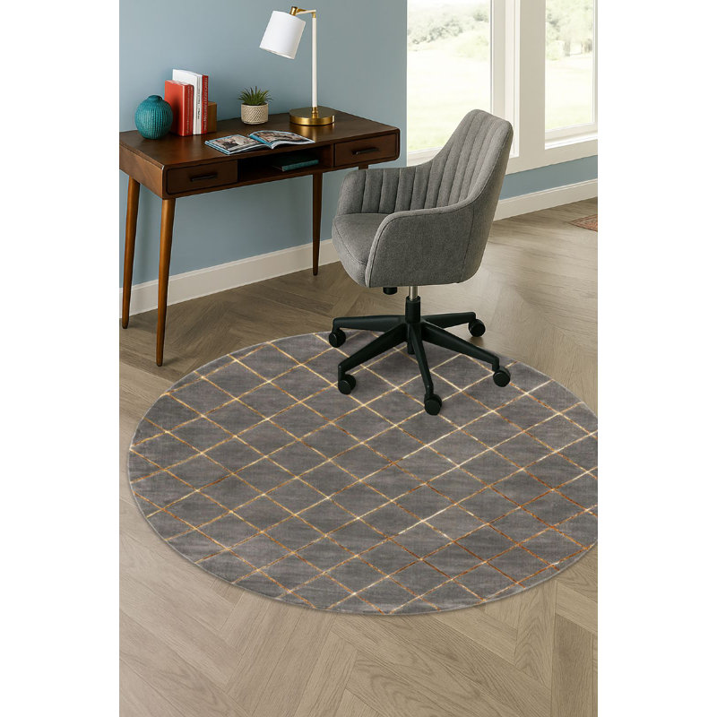 Contemporary Etowah Gray and Gold Color, Round 3'1"
