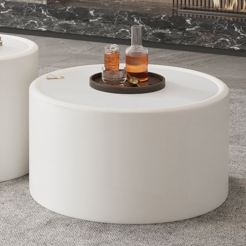 Table basse ronde, Blanc, crème