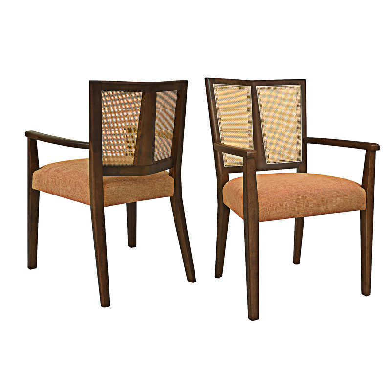 Chaise de salle à manger en bois avec accoudoirs (ensemble de 2), Caramel, Noyer