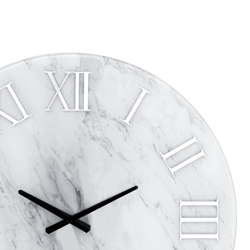 Alexandros 60x60cm Wall Clock Modern White Marble Patterned Round Accent Clock
