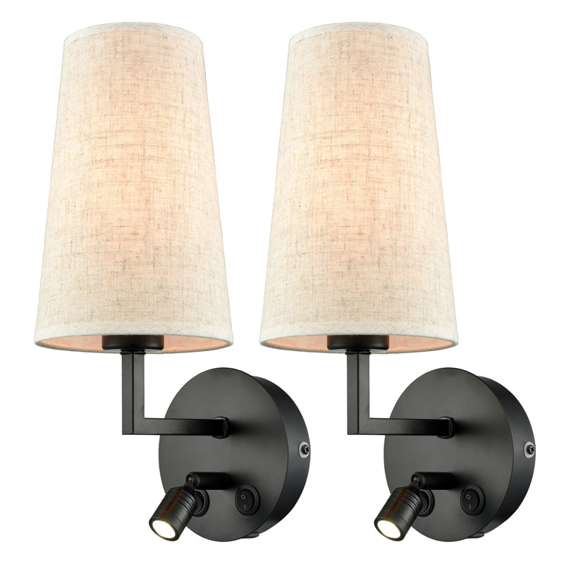 Jamiel LED Armed Sconce, Black, Beige