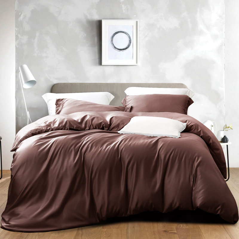 3 Pieces Duvet Cover Set, Satin Comforter Cover Set with Hidden Zipper Design - NTBAY, Queen Duvet Cover + 2 Shams