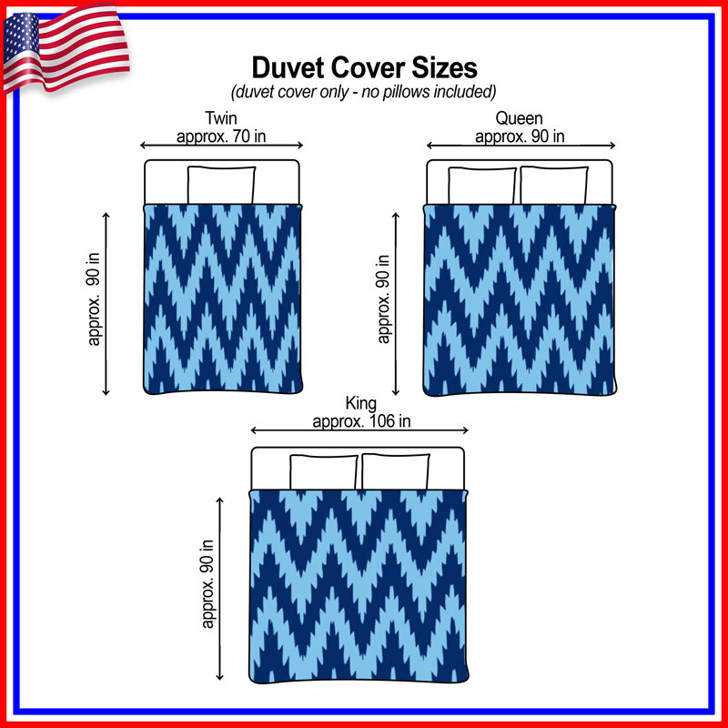 Housses de couette bleues à motif en zigzag, Twin