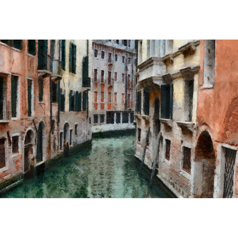 Painted Italian Buildings On River - Wrapped Canvas Art Prints, 20cm H x 30cm W