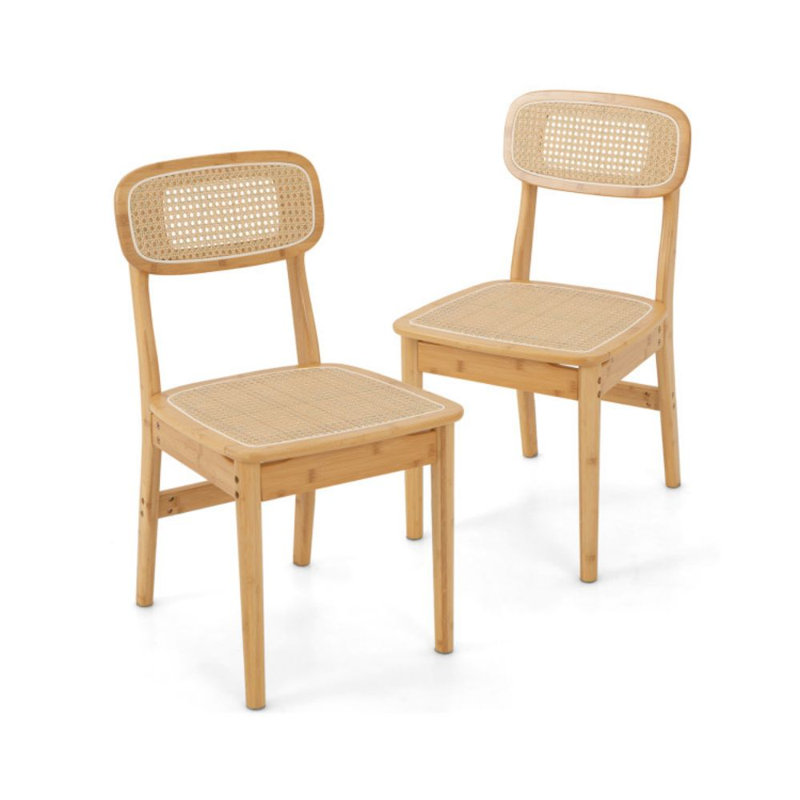 Ensemble de 2 chaises de salle à manger en rotin avec dossier en rotin simulé