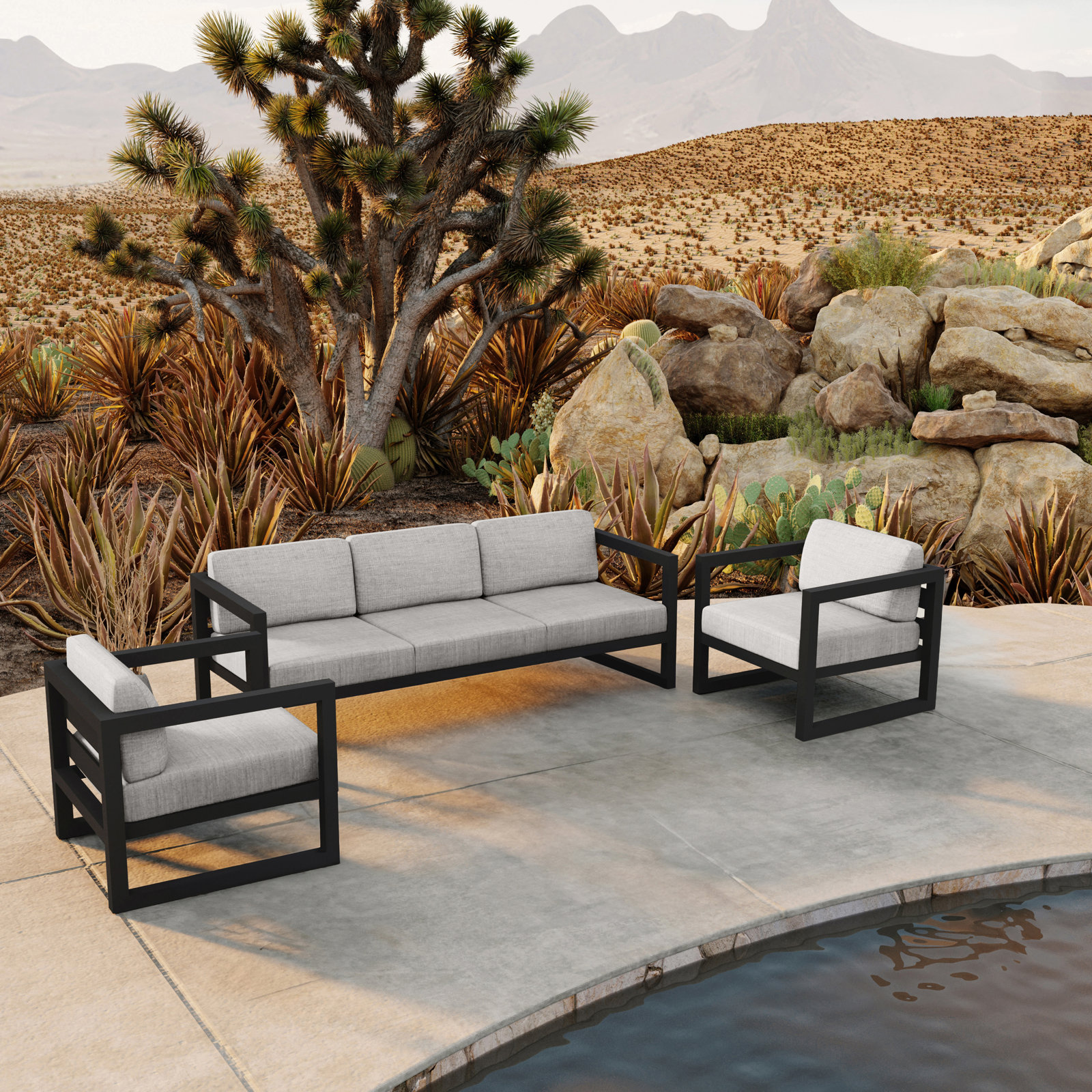 Avion 5 - Person Patio Seating Group, Cast Silver Sunbrella®