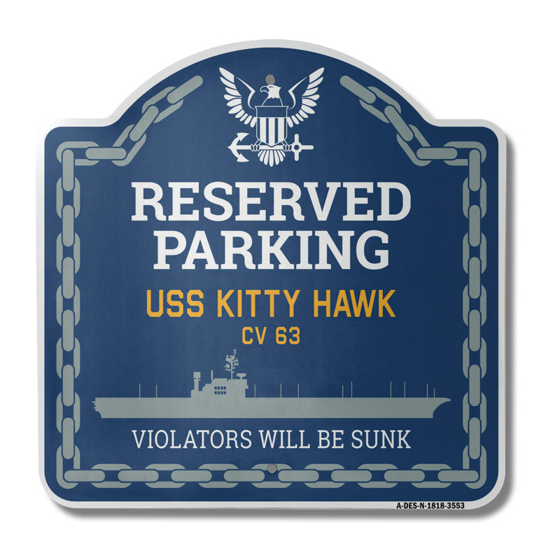 Enseigne architecturale en aluminium de calibre 18 "X 18" USS Kitty Hawk CV 63