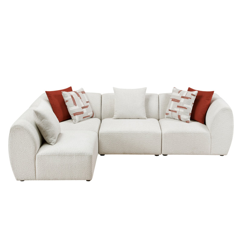 Canapé modulaire en chenille beige 4 pièces Franz