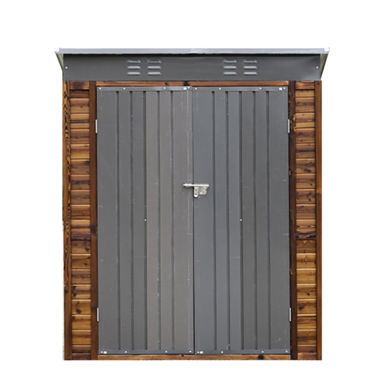 3*5ft Iron Integrated Storage Shed - Practical & Elegant Design. Waterproof Cedarwood, Gray Iron Accessories. Good Ventilation Natural Illumination. Construction, Simple Installation. Suitable For