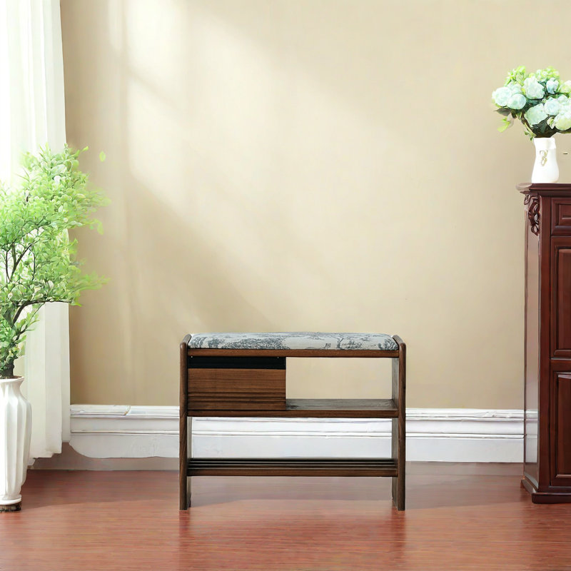 Tabouret à langer en noyer, Beige