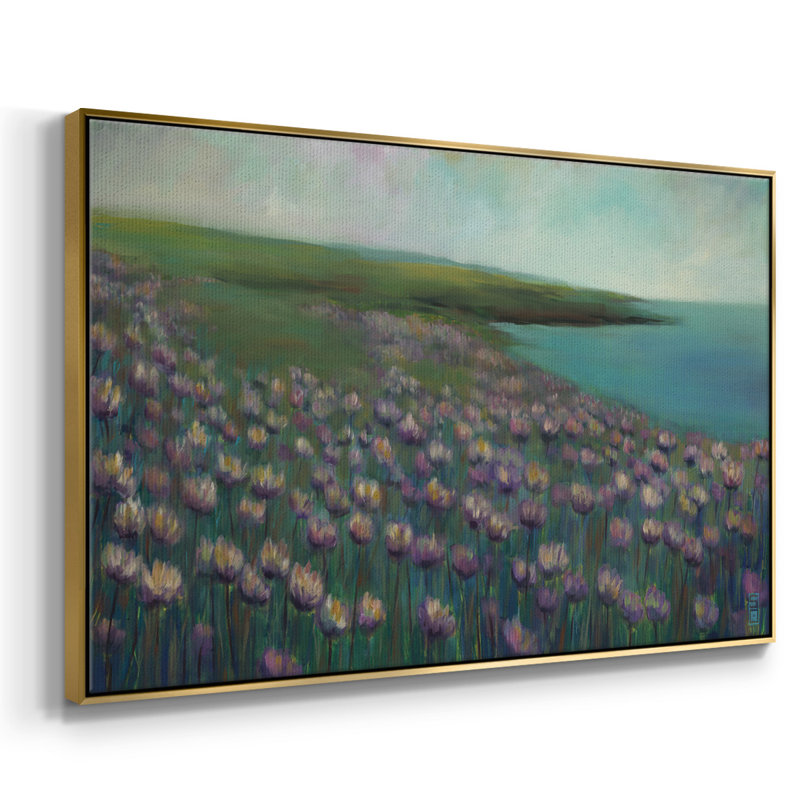 Seaside Sanctuary - Reproduction de photo sur toile, H 25 po x l 37 po x P 2 po, Toile avec cadre flottant or