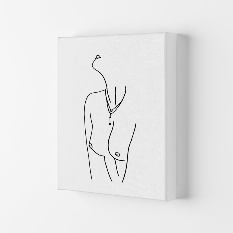 Female Necklace Lineart - Print, Wrapped Canvas, 84.1cm H x 59.4cm W x 4cm D