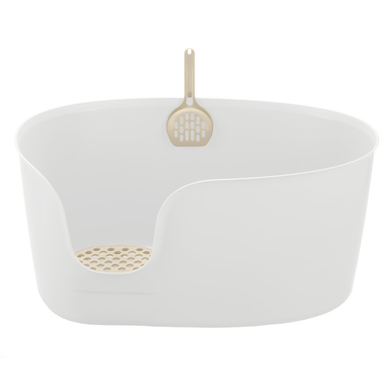 Extra Large White Plastic High Wall Cat Litter Box
