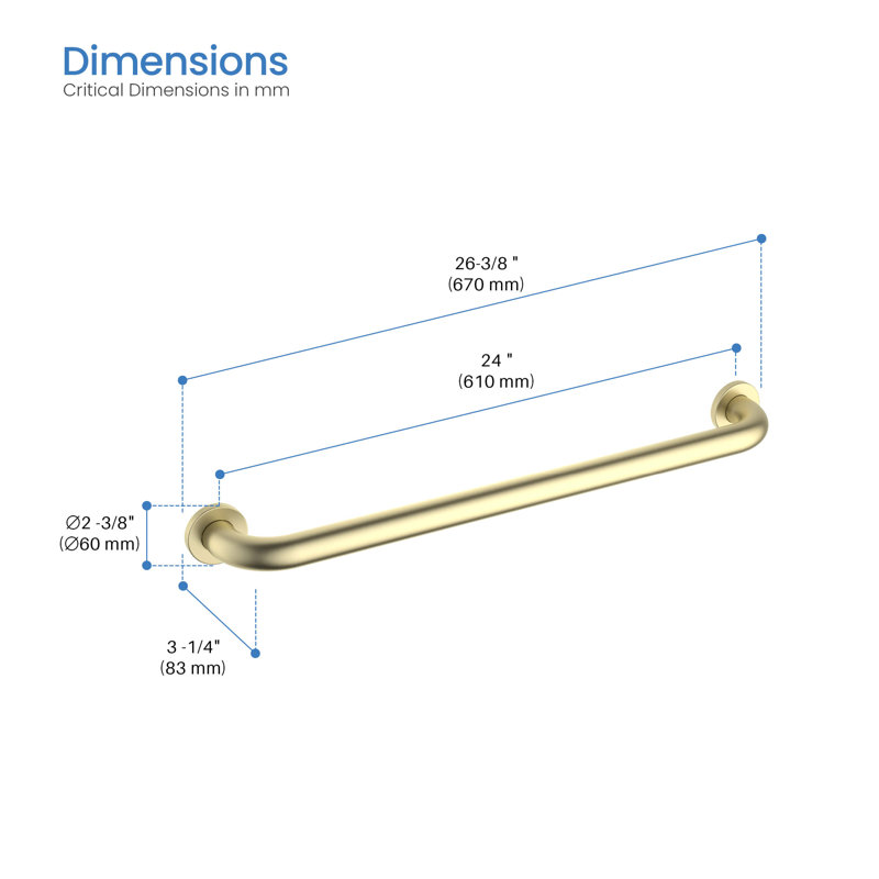 26.38'' Bath Safety Grab Bar, Gold