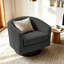 Applewold Upholstered Grey Corduroy Swivel Barrel Chair with Solid Wood Base-932401099